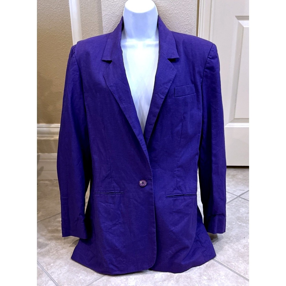 Savannah Purple Linen Blend Single Button Blazer Jacket Size 10 Style 5900